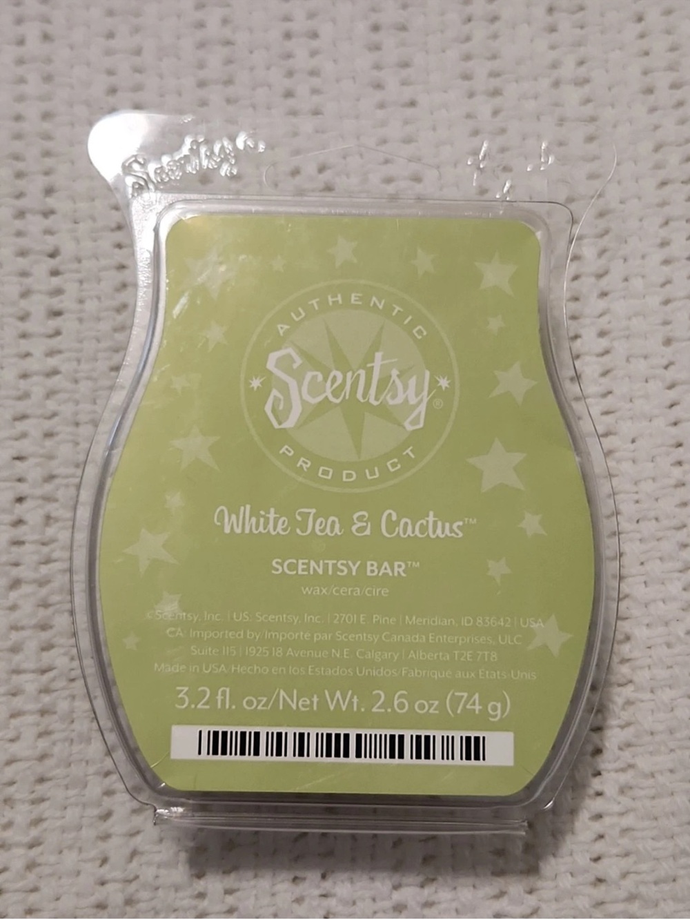 Scentsy White Tea & Cactus Wax Bar 3.2 Fl Oz Authentic USA-Made Home Fragrance